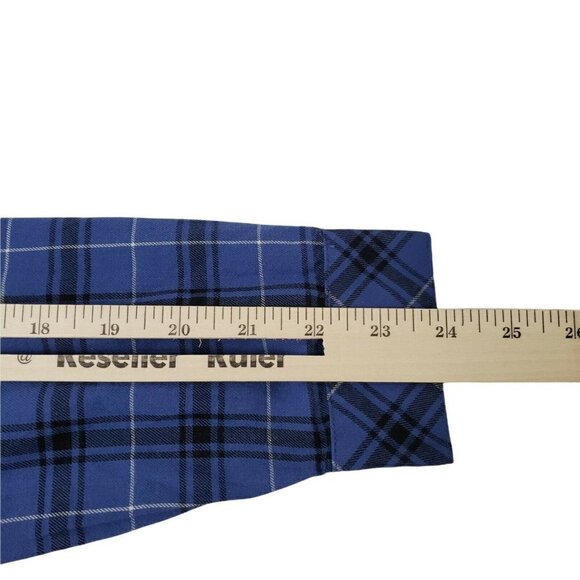 J. Jill Tunic Top Small Plaid Blue‎ Curved Hem Shirt Button Up Collared Casual - Picture 11 of 11